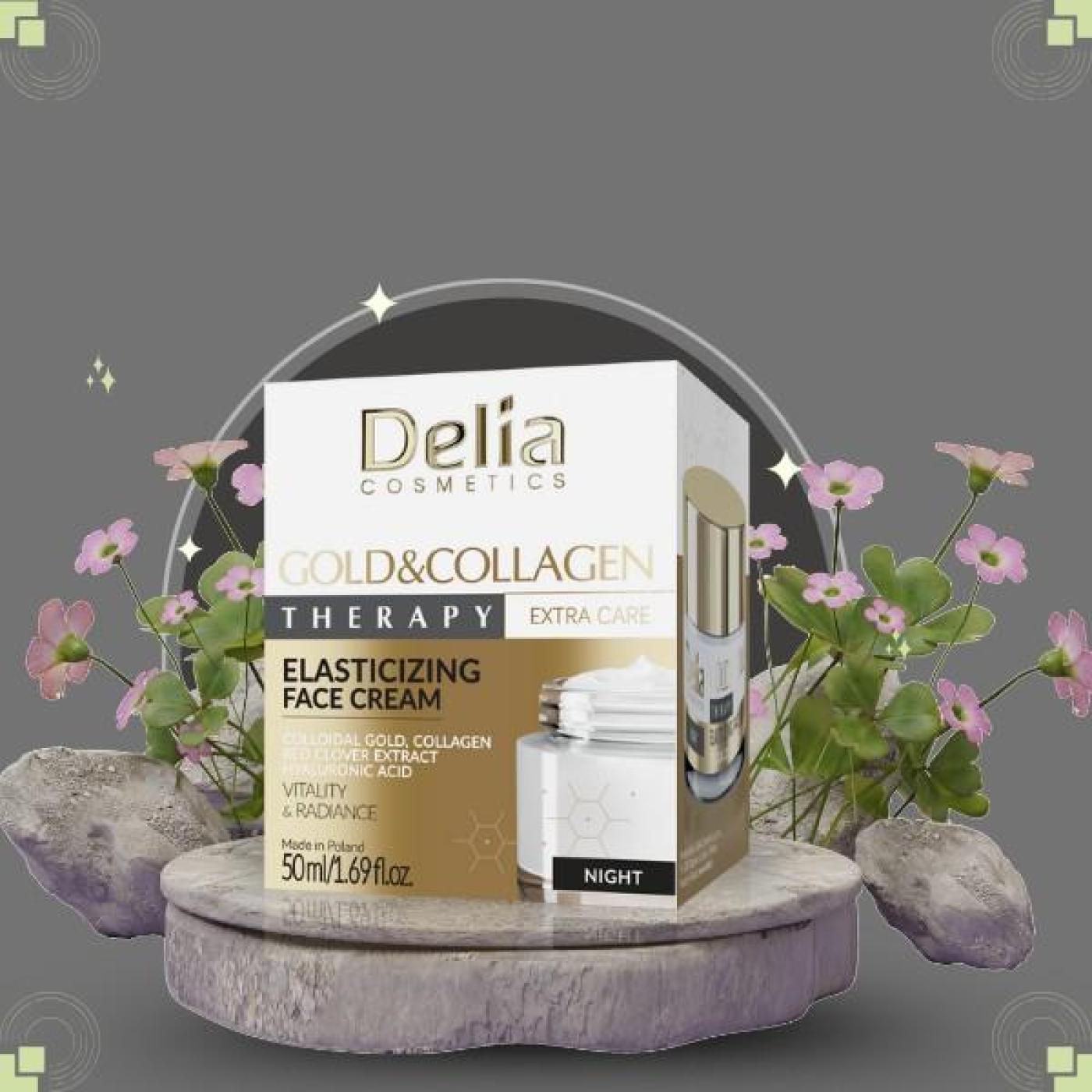 Delia Cosmetics Gold & Collagen Therapy Elasticizing Face Cream Night, 50 ml