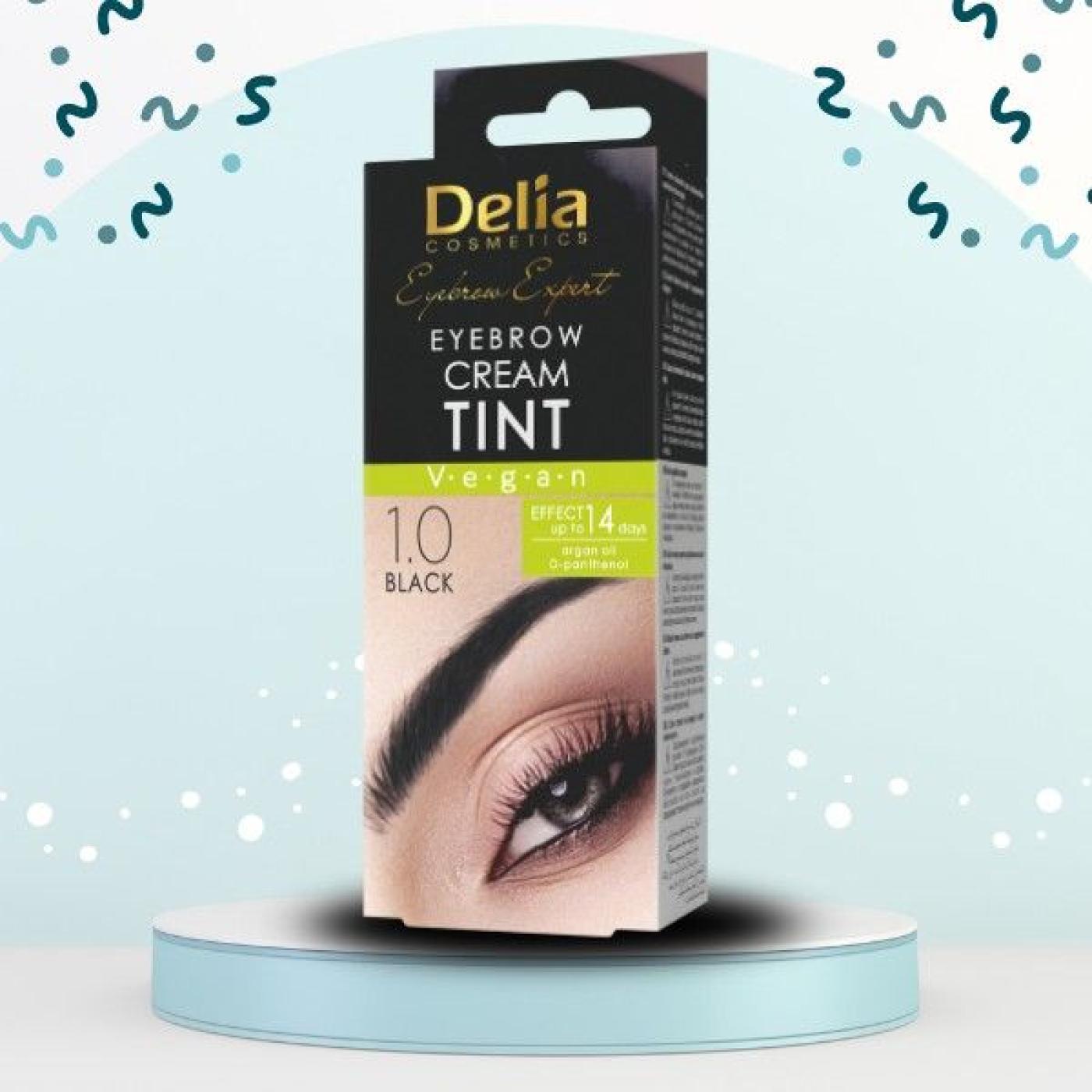 Delia Cosmetics Eyebrow Cream Tint - 1.0 Black, 15 ml