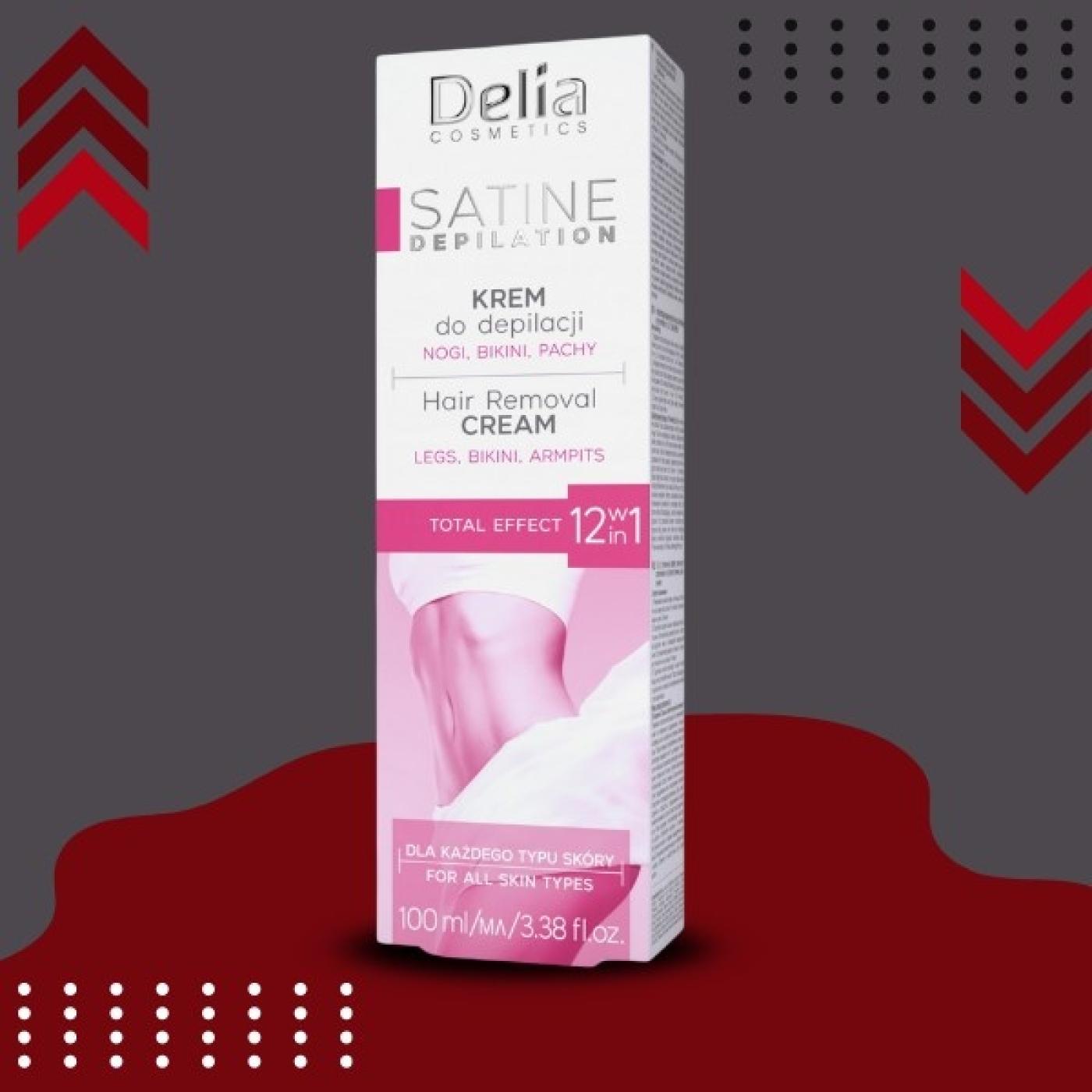 Delia Cosmetics Satine Depilation Hair Removal Cream For All Types Skin, 100 ml