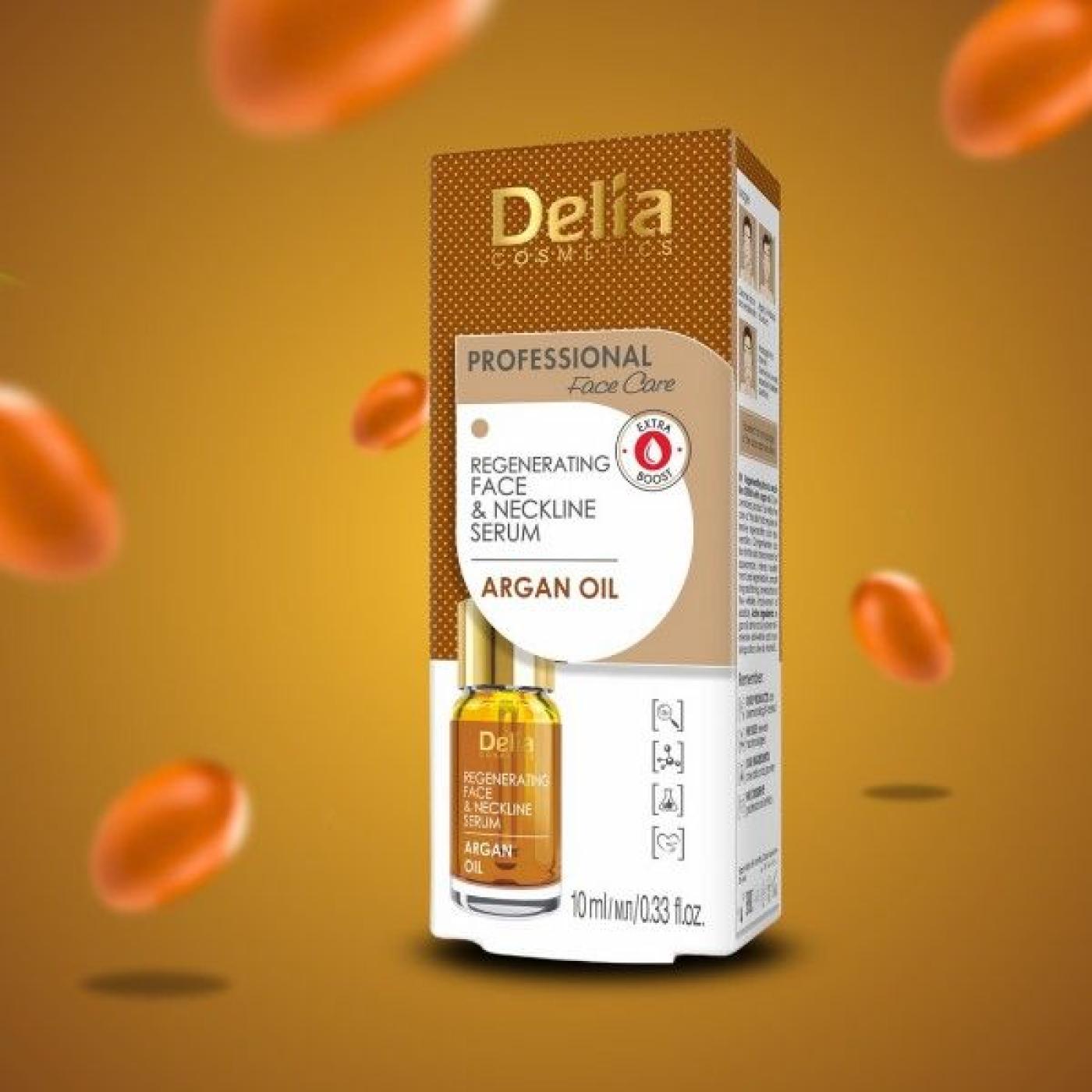 Delia Cosmetics Argan Oil Regenerating Face & Neckline Serum, 10 ml