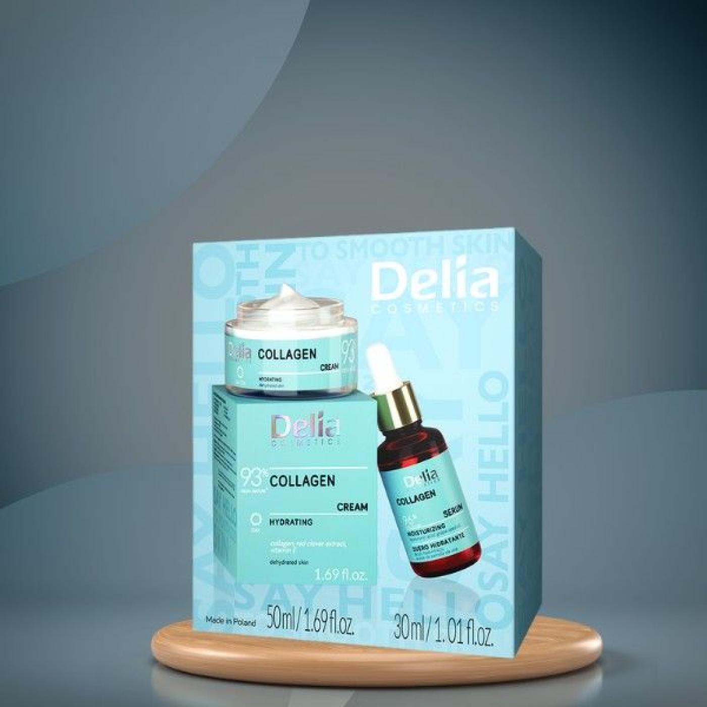 Delia Cosmetics Collagen Face Cream & Face Serum Set, 80 ml