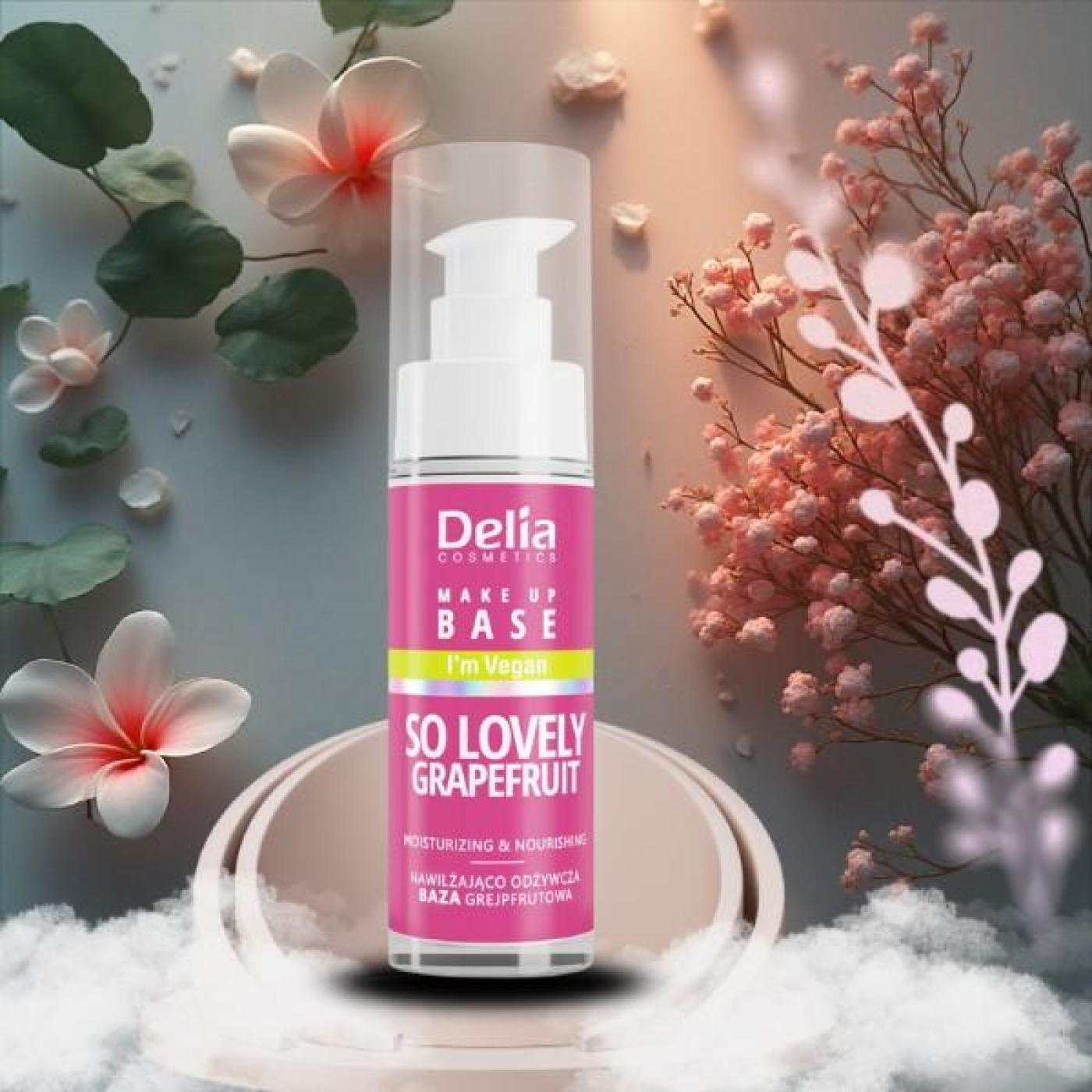 Delia Cosmetics Vegan Make up Base - Lovely Grapefruit - Moisturizing and Nourishing, 30 ml