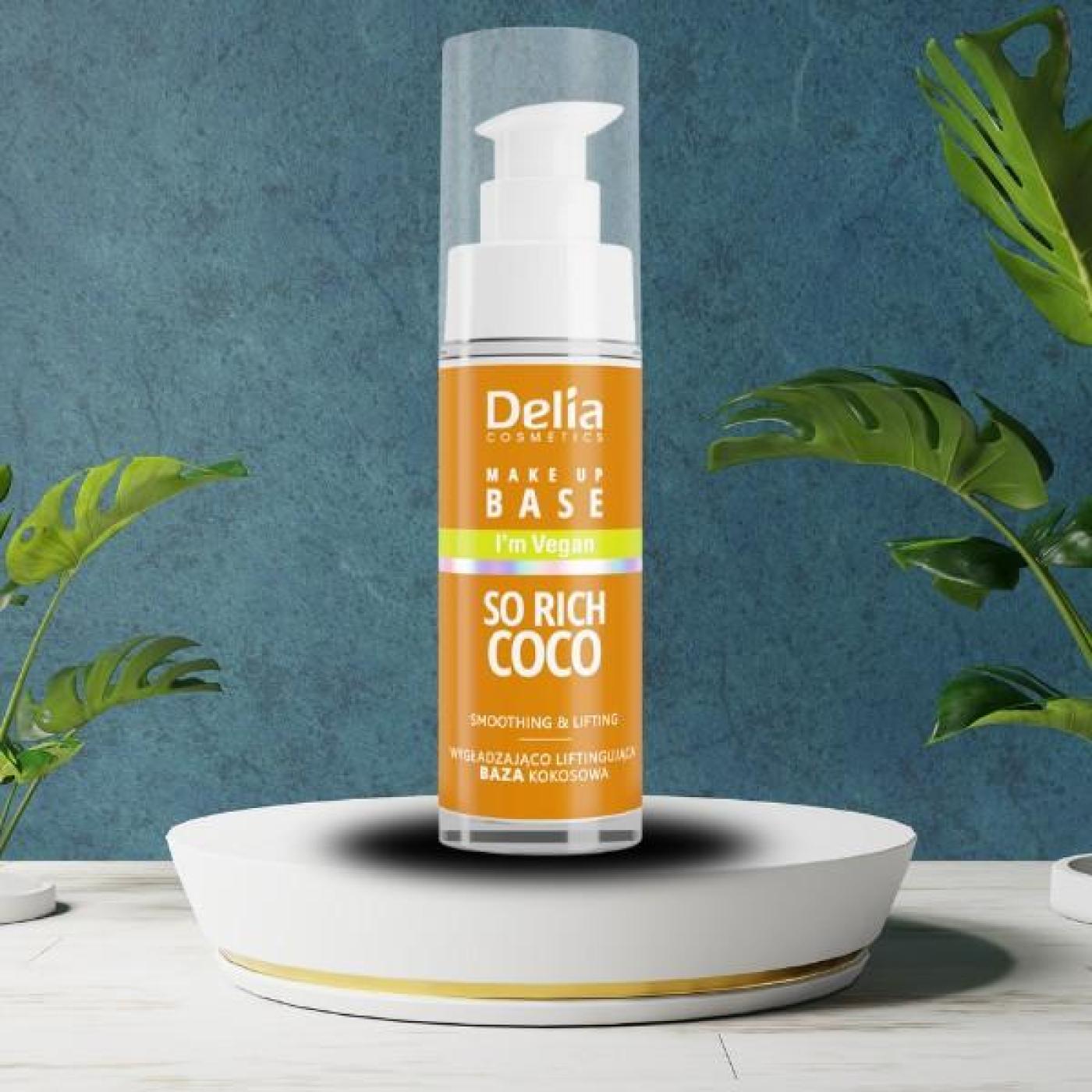 Delia Cosmetics Vegan Make up Base - Rich Coco - Smoothing and Lifting, 30 ml