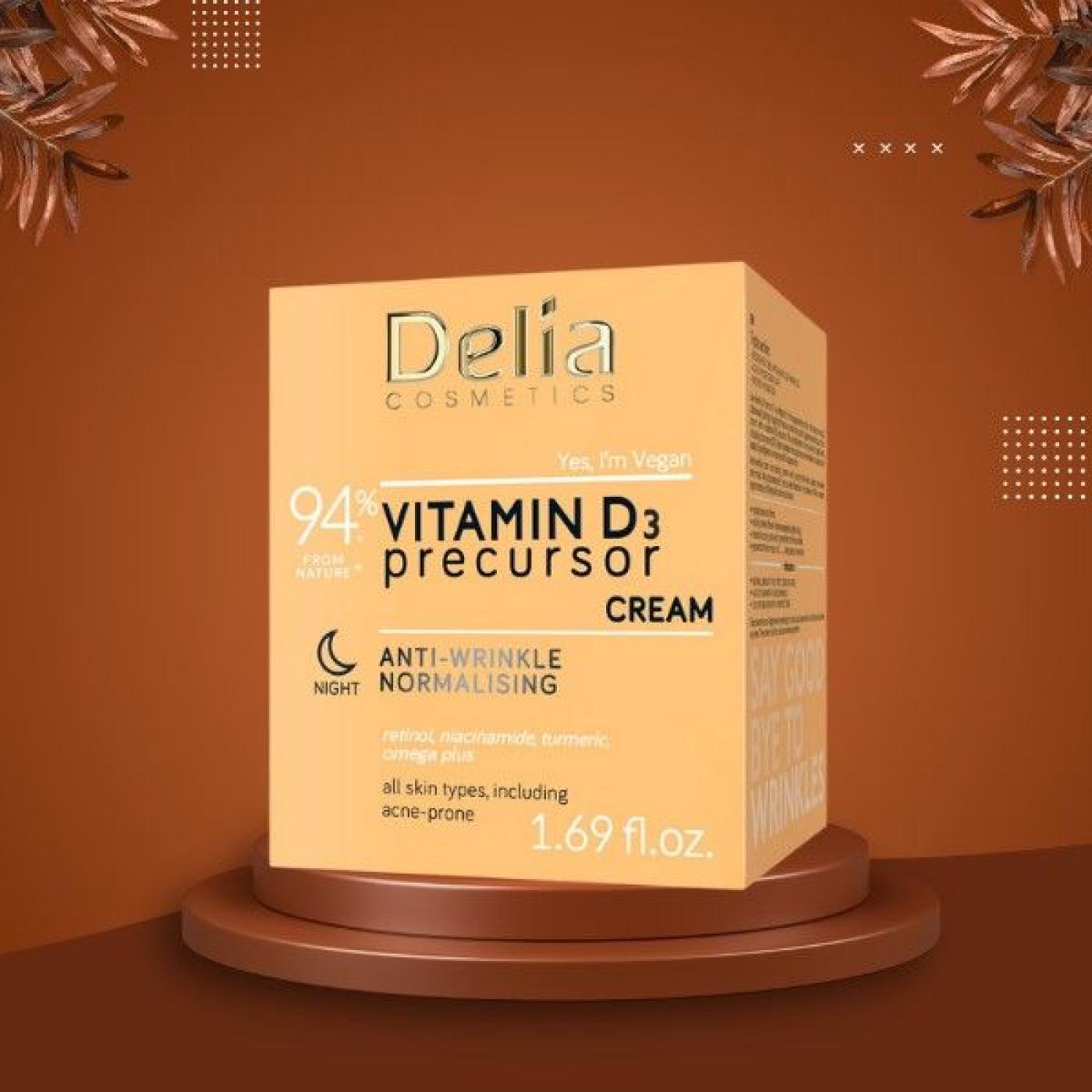 Delia Cosmetics Vitamin D3 Anti-Wrinkle Normalising Night Cream, 50 ml