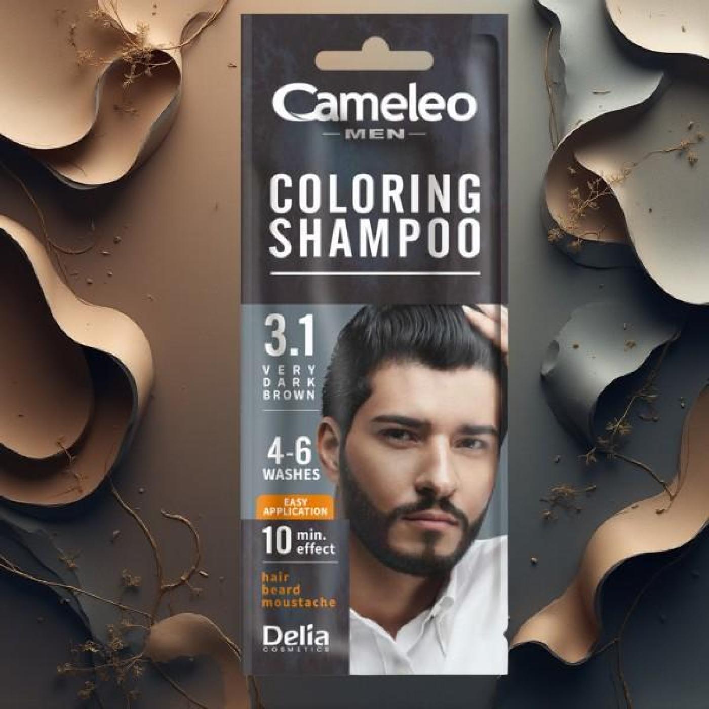 Cameleo Men Coloring Shampoo - 3.1 Very Dark Brown, 15 ml