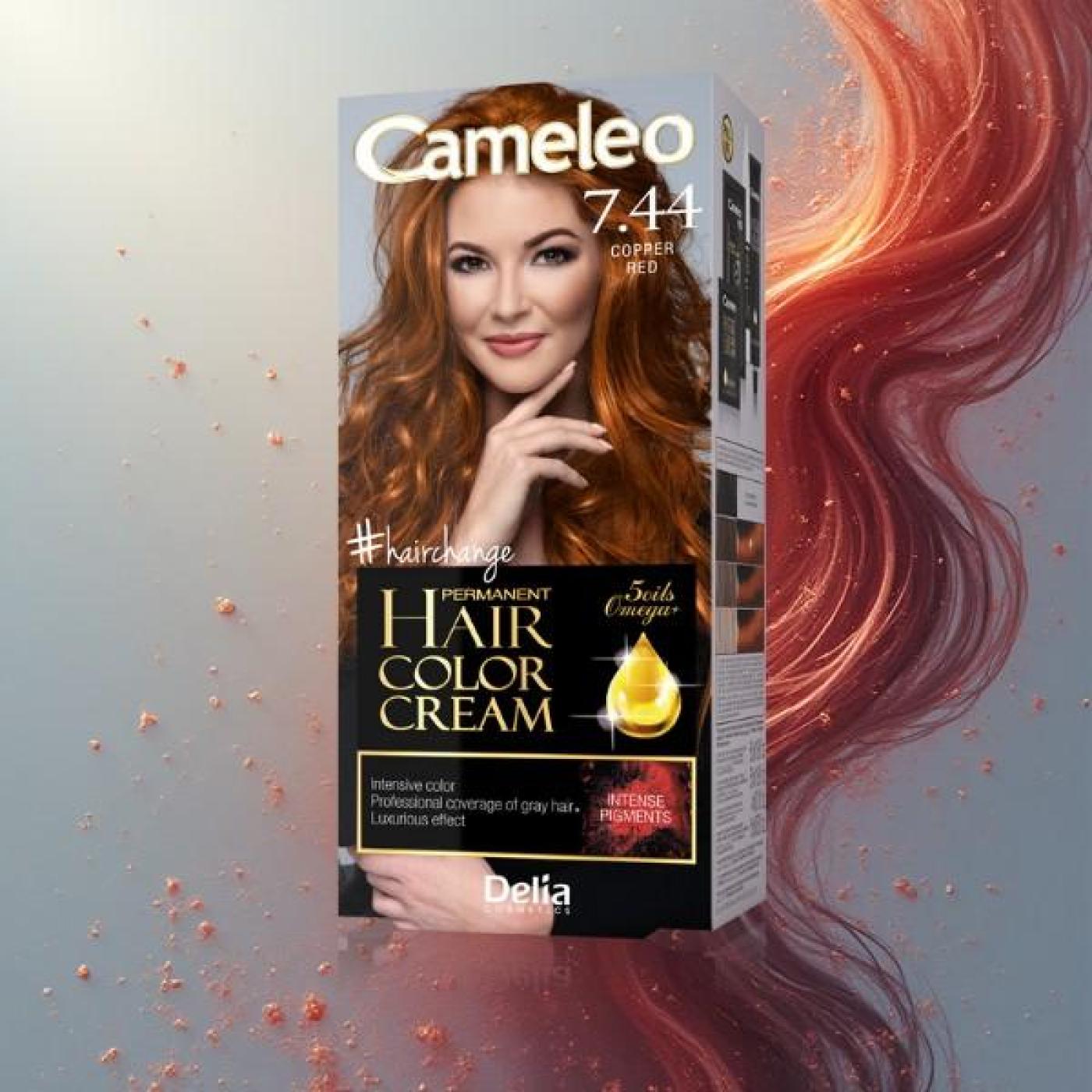 Cameleo Permanent Hair Color Cream - 7.44 Copper Red, 119 ml